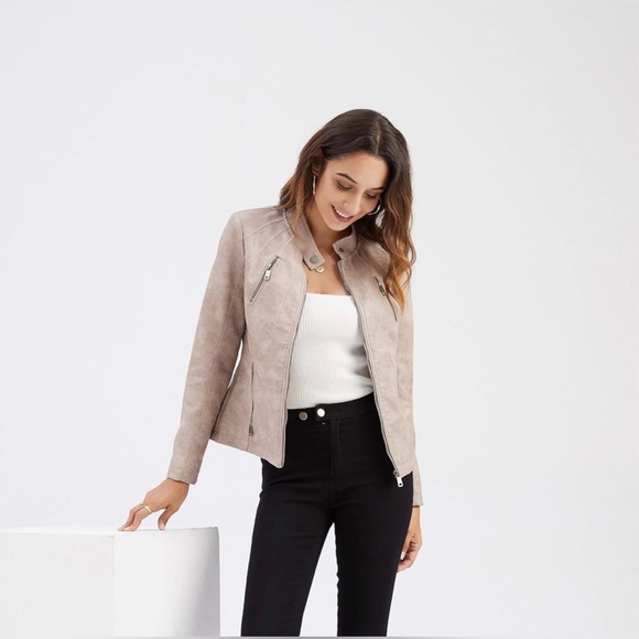 Faux Leather Cropped Jacket Women - Picture 2 of 4